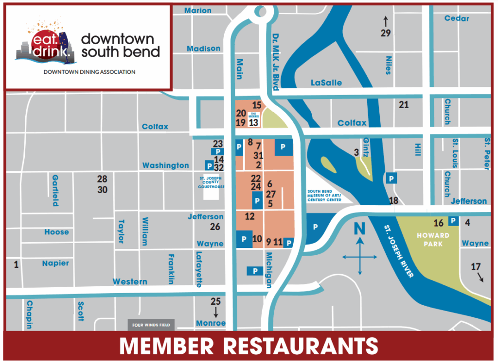 South Bend Dining Map